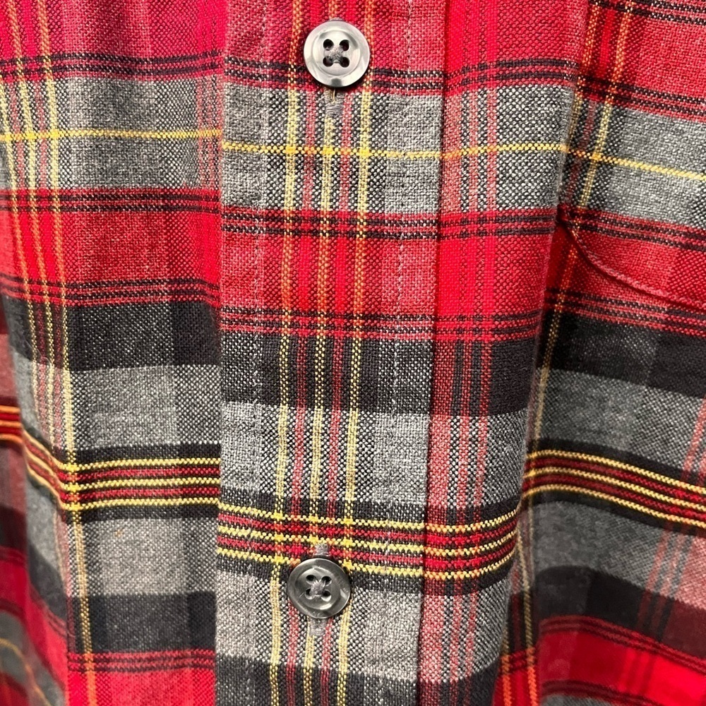 Tommy Hilfiger Black Gray Red Plaid Check Button Down Shirt Men’s - Picture 9 of 14